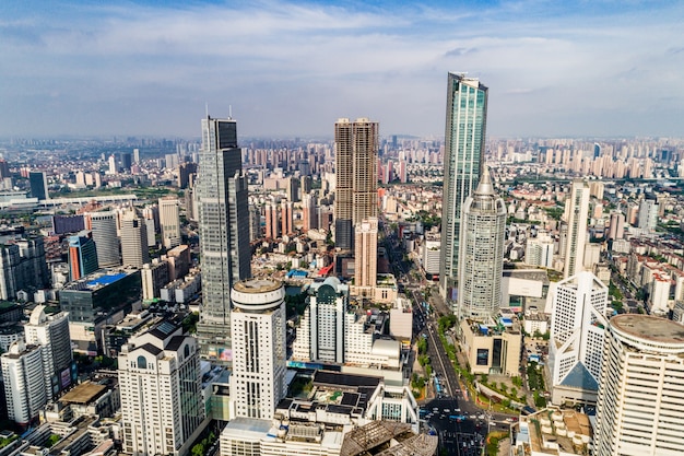 een vogelvlucht van Shanghai