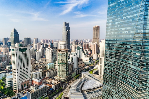 een vogelvlucht van Shanghai