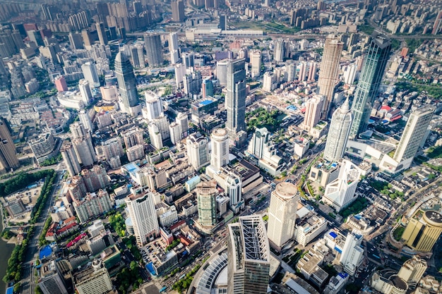 een vogelvlucht van Shanghai