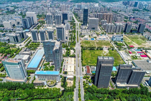 een vogelvlucht van Shanghai