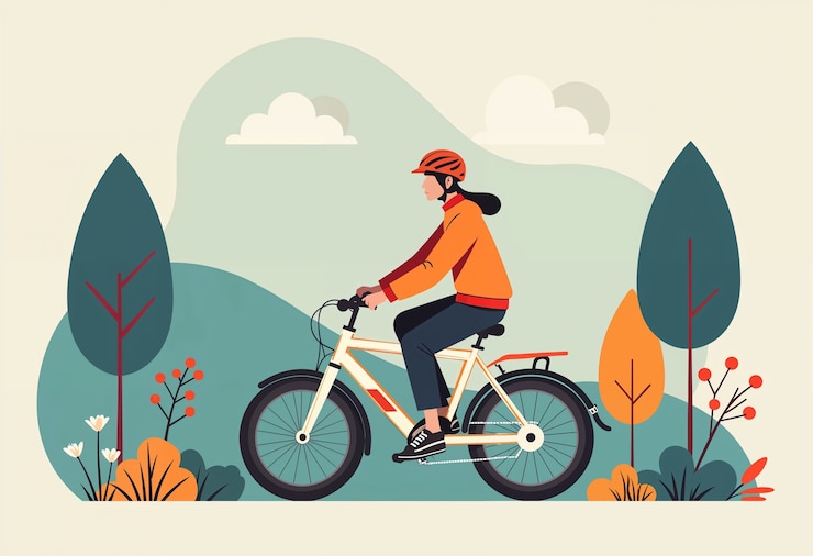 Gratis Foto een vrouw rijdt op een fiets.
