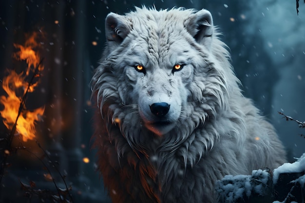 Gratis foto een witte arctische wolf gemengd met een tijger