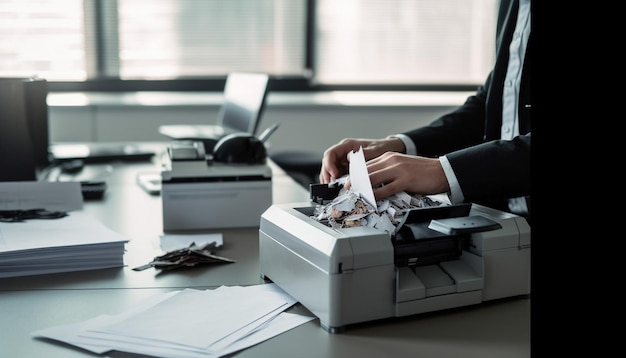 Gratis foto een zakenman en vrouw typen op computer gegenereerd door ai