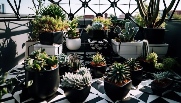 Een zonnig raam brengt leven in huis, gegenereerd door AI