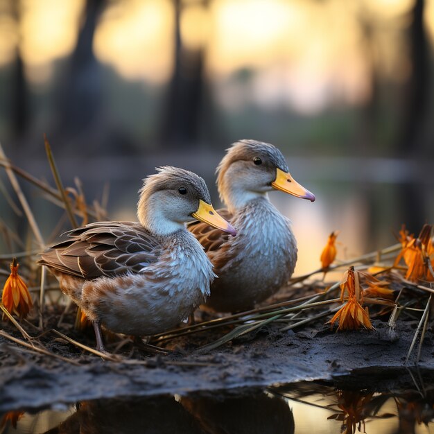 Gratis foto eend in de natuur genereert beeld