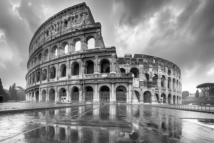 Gratis Foto eénkleurige weergave van het colosseum voor de werelderfgoeddag