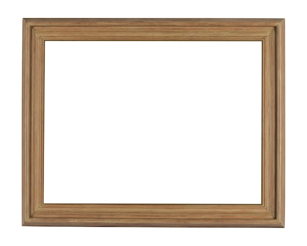 Eenvoudig houten frame onder de lichten die op een witte achtergrond worden geïsoleerd
