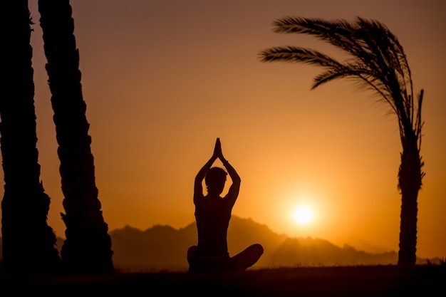 Gratis foto eenvoudige yoga vormt silhouette