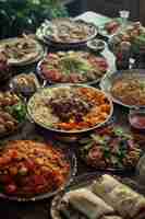 Gratis foto eid al-fitr-feest met heerlijk eten