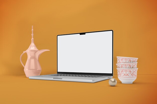 Eid-laptop en rozenkrans rechts