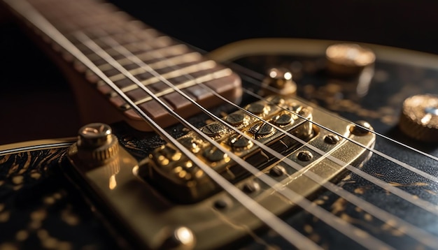 Elektrische gitaar die rockmuziek speelt op het podium gegenereerd door ai