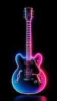 Gratis foto elektrische gitaar met neonlicht stilleven