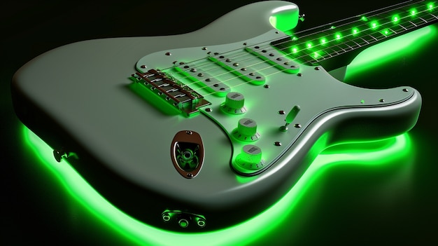 Gratis foto elektrische gitaar met neonlicht