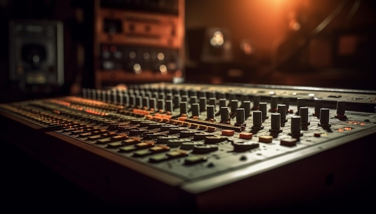 Gratis Foto elektrische mixerknop schuift geluidstechnicus troost gegenereerd door ai
