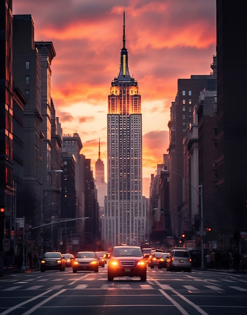 Empire State Building bij zonsondergang