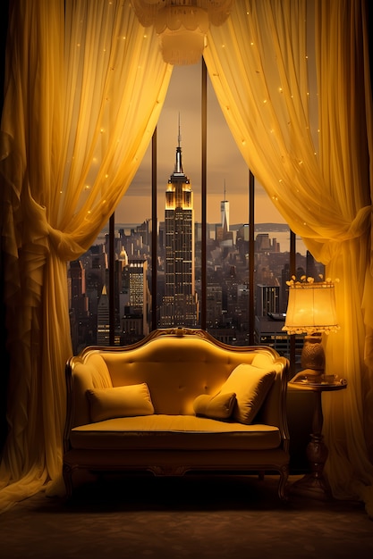 Gratis foto empire state building gezien vanuit appartement