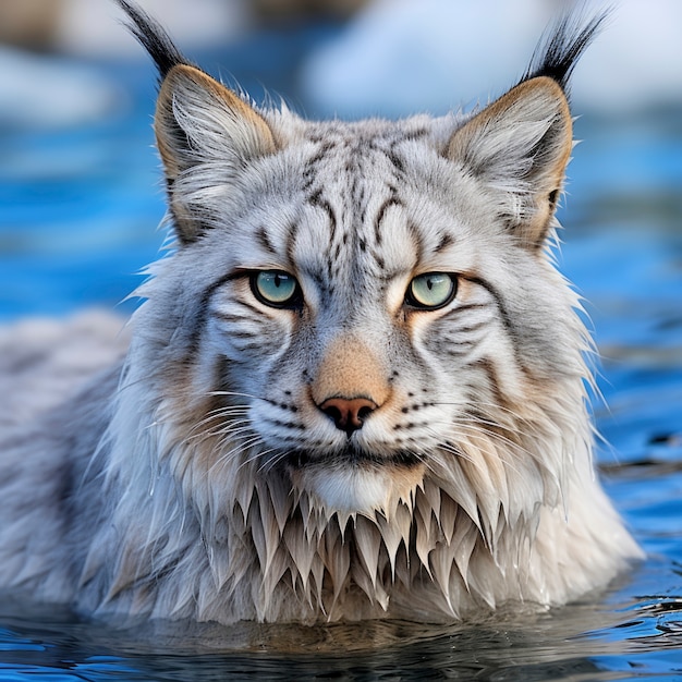 Enge bobcat in water