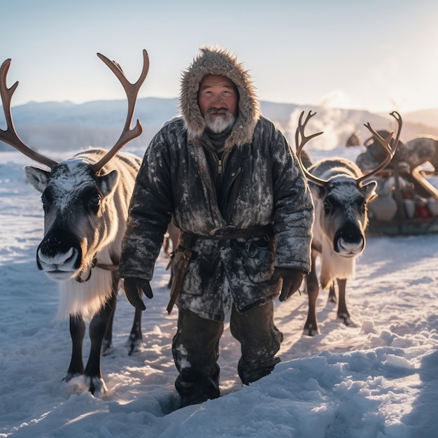 Gratis foto eskimo's die in extreme weersomstandigheden leven