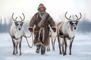 Gratis foto eskimo's die in extreme weersomstandigheden leven