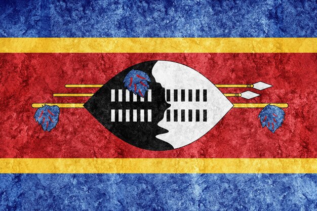 Eswatini metalen vlag, getextureerde vlag, grunge vlag
