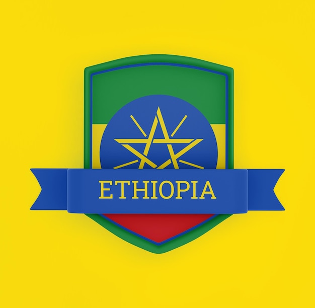 Ethiopië Vlag Met Banner