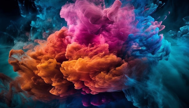 Exploderende gemengde kleuren creëren diepe galactische chaos gegenereerd door AI