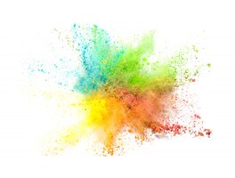 Gratis foto explosie van gekleurd poeder op een witte achtergrond
