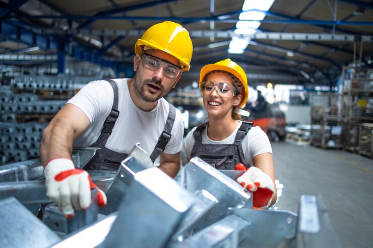 Gratis Foto fabrieksarbeiders die in productielijn werken