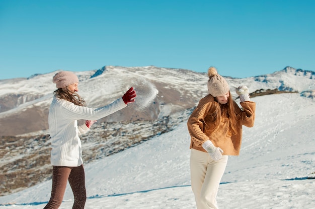 Familie plezier in de winter