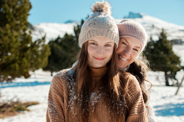 Familie plezier in de winter