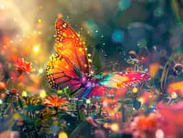 Gratis foto fantasie landschap met vlinder