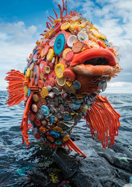 Fantasie vissen gemaakt van plastic