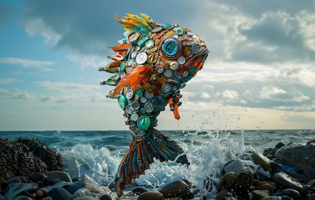 Gratis foto fantasie vissen gemaakt van plastic