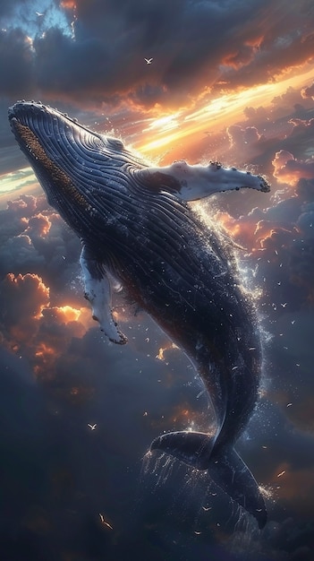 Gratis foto fantasie walvis in de lucht