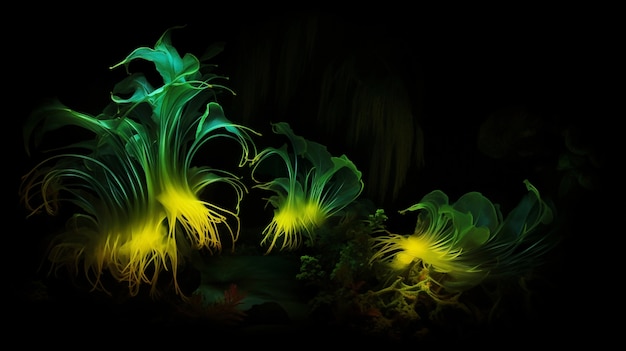 Gratis foto fantasieze mariene landschap met bioluminescerende natuur