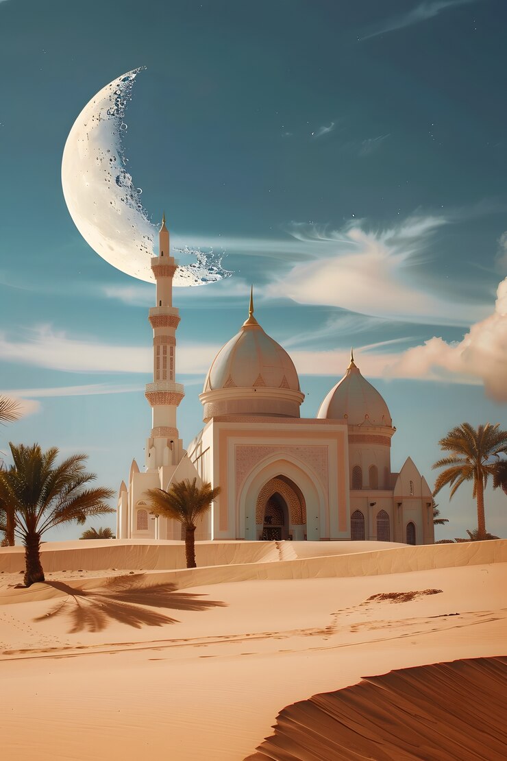 Gratis Foto fantastische moskee-architectuur voor de islamitische nieuwjaarsviering