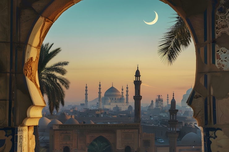 Gratis Foto fantastische moskee-architectuur voor de islamitische nieuwjaarsviering