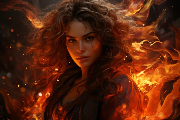 Gratis foto fantasy-achtig personage in brand.