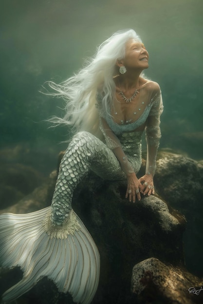 Gratis foto fantasy portrait of elderly mermaid woman