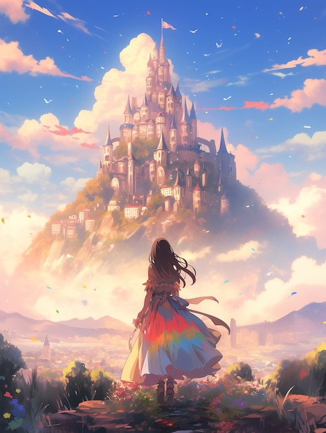 Gratis foto fantasy scène in anime stijl