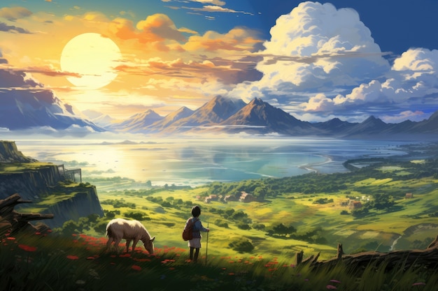 Gratis foto fantasy-stijl scène met bergen landschap