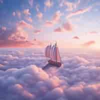 Gratis foto fantasy stijl wolken en boot