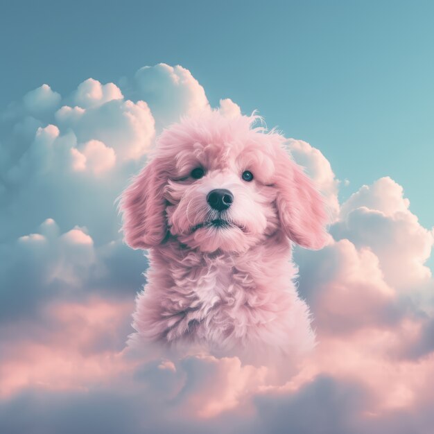 Fantasy-stijl wolken met hond