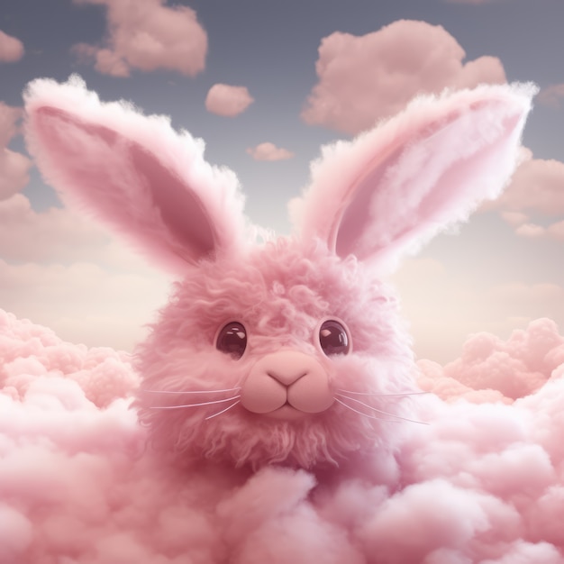 Fantasy-stijl wolken met konijn