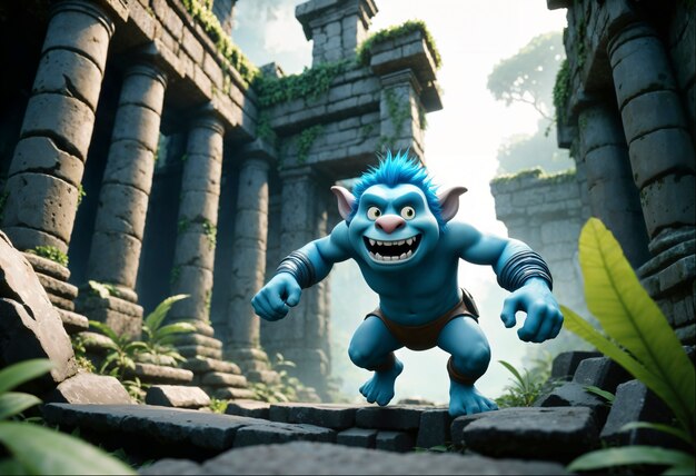 Fantasy troll in een prachtige omgeving