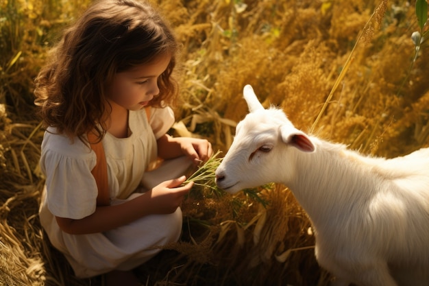 Gratis foto farmer taking care of photorealistic goat farm