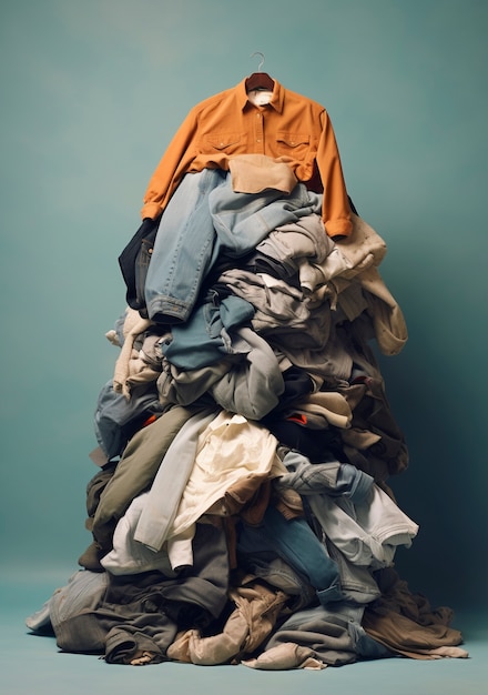 Fast fashion concept met stapels kleding