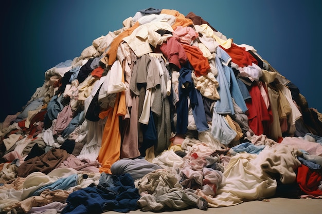 Gratis foto fast fashion concept met stapels kleding