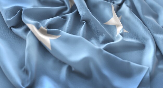 Federale Staten van Micronesia Flag Ruffled Mooi Wave Macro Close-up Shot