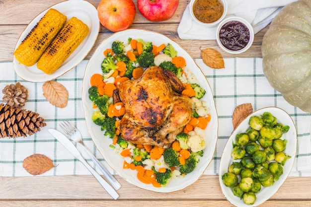 Gratis foto feestelijke tafel bedekt met eten